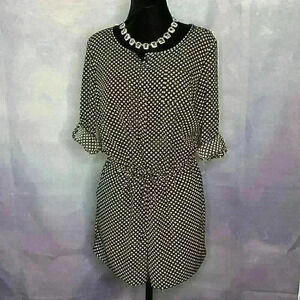 Ann Taylor Loft Clover Heart Roll-Tab Romper